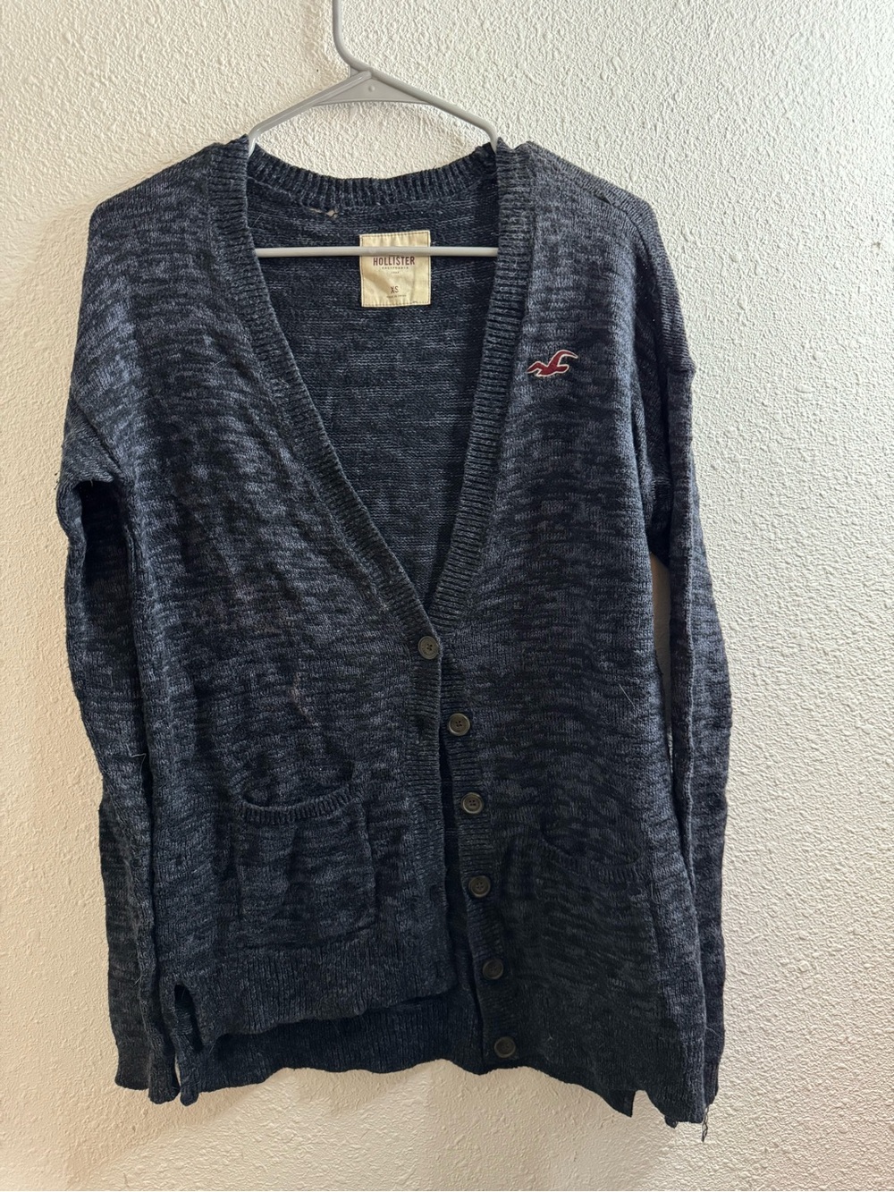 Hollister Dark Heather Navy Knit Crew Sweater